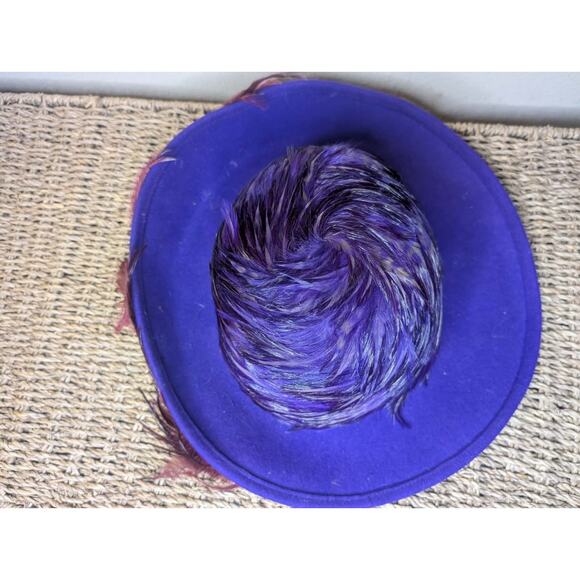 Vintage Mr John\'s 100% Wool Hat Purple Feathers Special Occasion Derby Pimp main image 9
